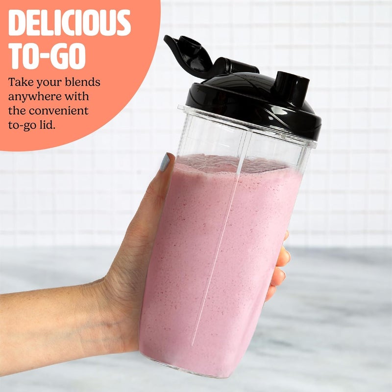 Tasty Personal Blender With Cup, 350W Powerful Blending Motor, 9-Piece Set With 4 Cups & Travel Lid, Compact & Portable, Aqua - Image 5